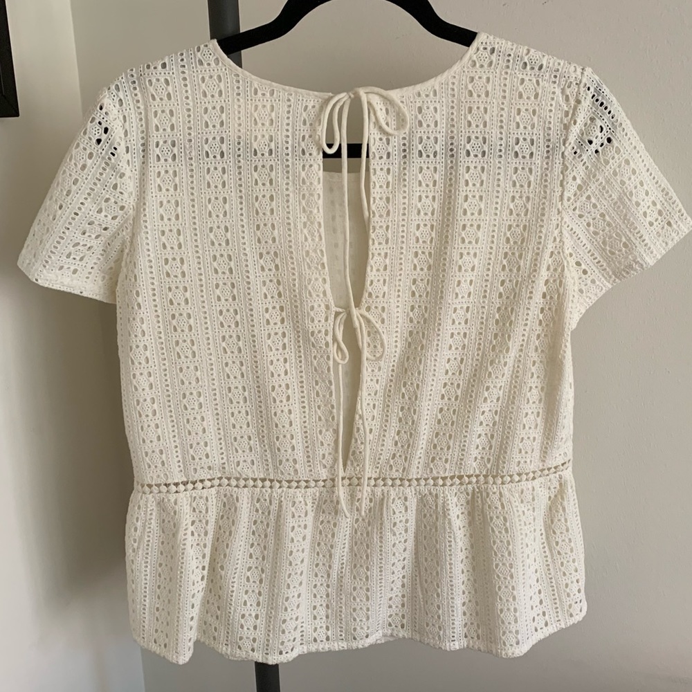 Sezane white cotton top. Tie back.